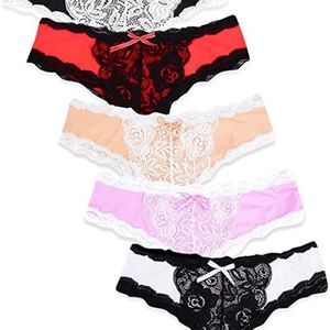 KUKOME Women's Lace Underwear Birefs Soft Hipster Panties Comfort Bikini